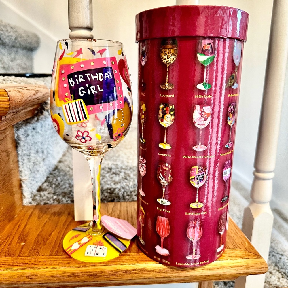 Lolita hand painted  birthday wine glass